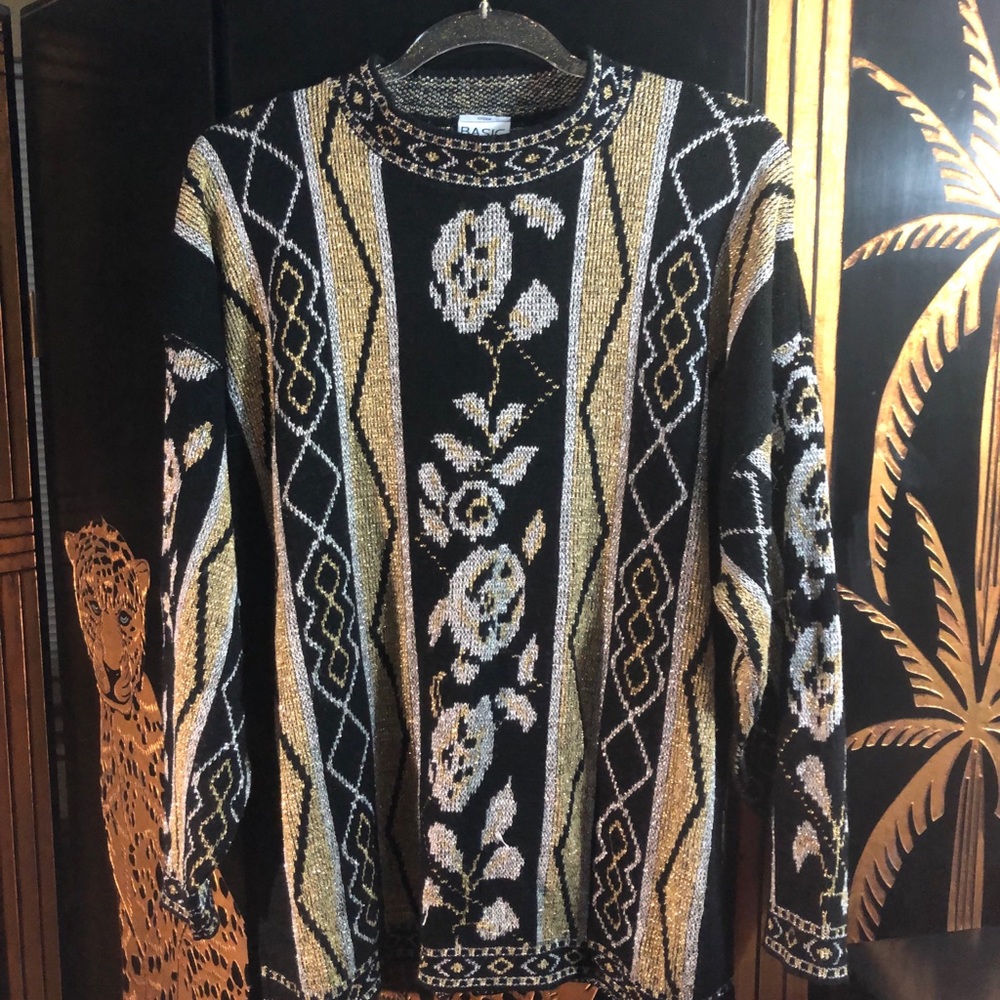 Black, Gold and Silver Glitter Sweater- Size 3X